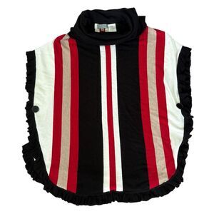 Joseph A Women's XL Striped Turtleneck Poncho Sweater w/ Button‎ Sleeves